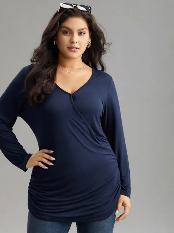 Supersoft Essentials Plain Wrap Gathered T-shirt sold by Bloomchic