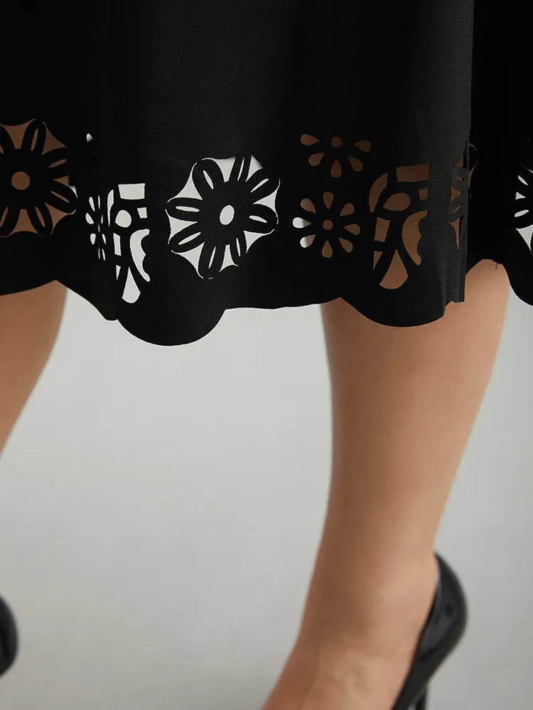 Plain Elastic Waist Pocket Laser Cut Skirt sold by Bloomchic product image thumbnail 5