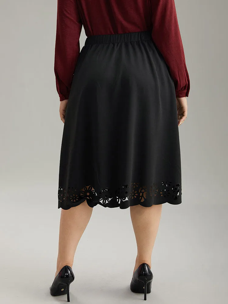 Plain Elastic Waist Pocket Laser Cut Skirt sold by Bloomchic product image thumbnail 2