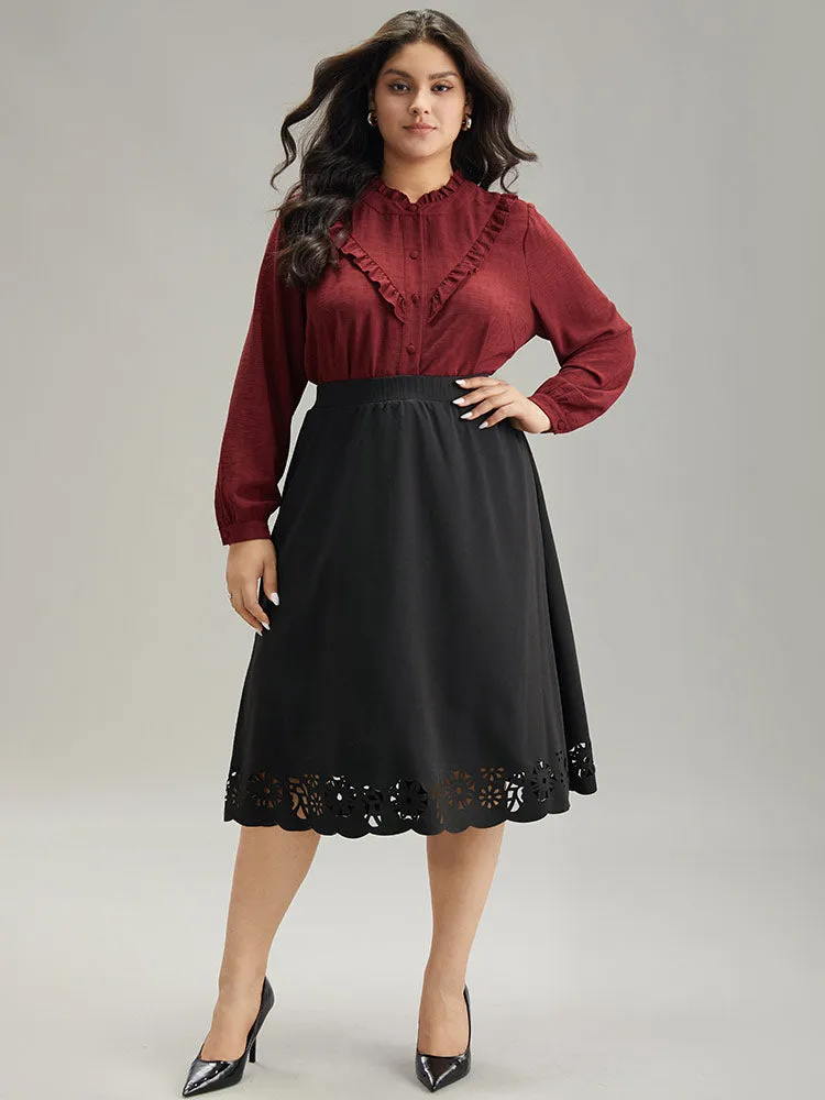 Plain Elastic Waist Pocket Laser Cut Skirt sold by Bloomchic product image thumbnail 3