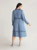 Plain Pocket Elastic Waist Ruffles Frill Trim Dress sold by Bloomchic