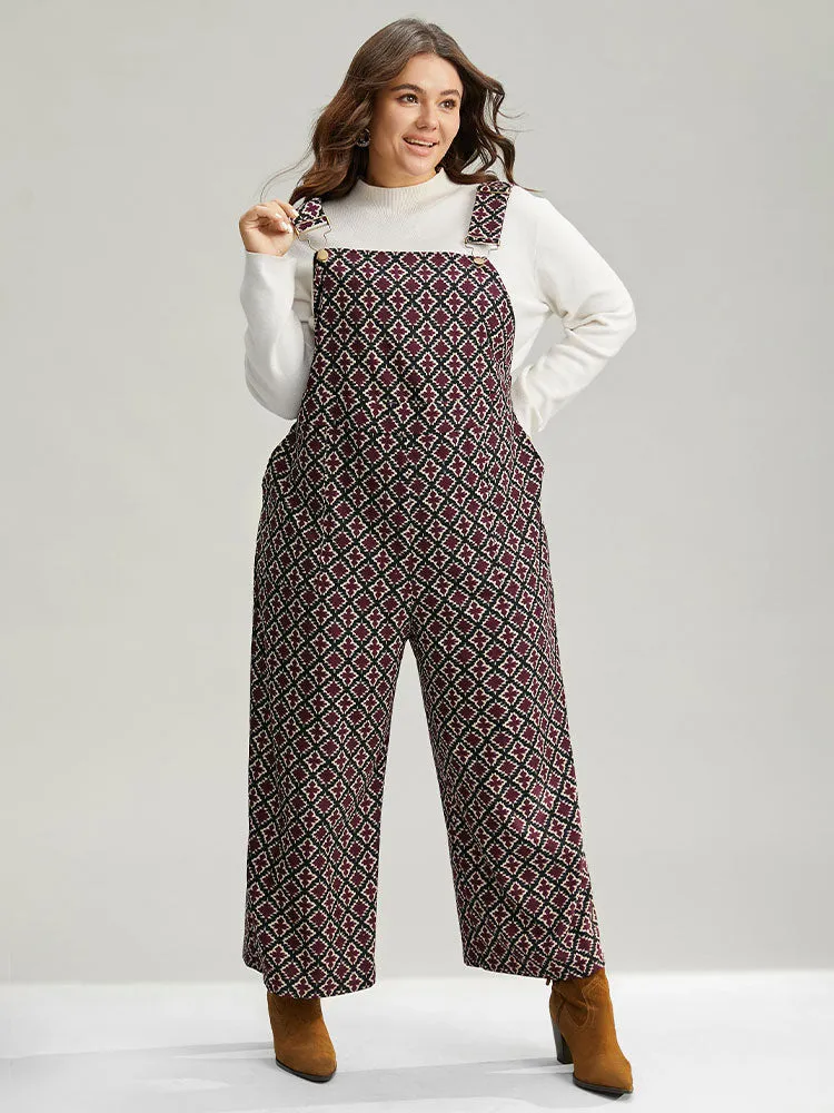 Christmas Geometric Adjustable Straps Jumpsuit sold by Bloomchic