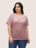 Plain Waffle Knit V Neck T-shirt sold by Bloomchic
