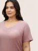 Plain Waffle Knit V Neck T-shirt sold by Bloomchic
