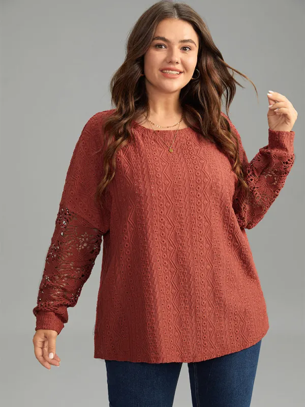 Solid Plisse Guipure Lace T-shirt sold by Bloomchic