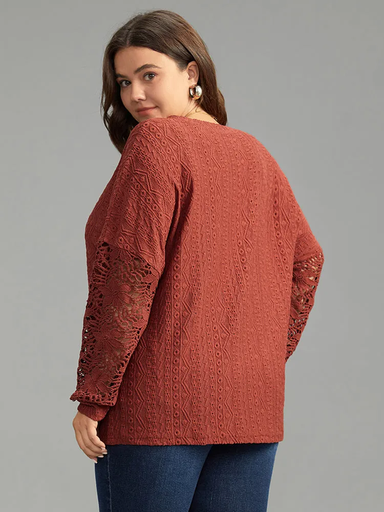 Solid Plisse Guipure Lace T-shirt sold by Bloomchic product image thumbnail 5