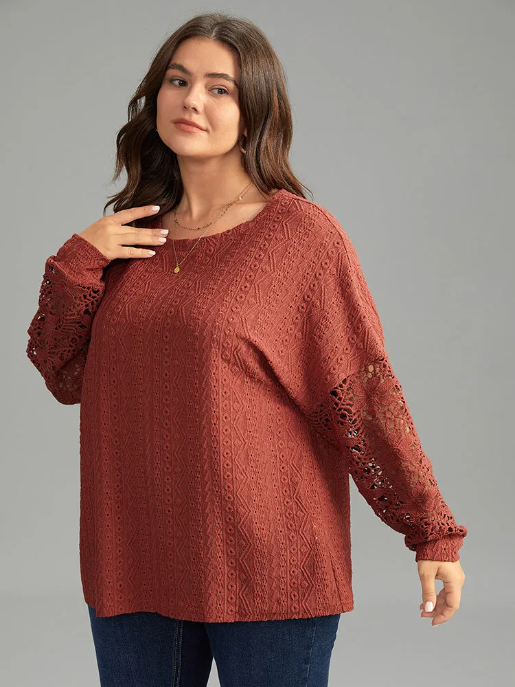 Solid Plisse Guipure Lace T-shirt sold by Bloomchic product image thumbnail 2