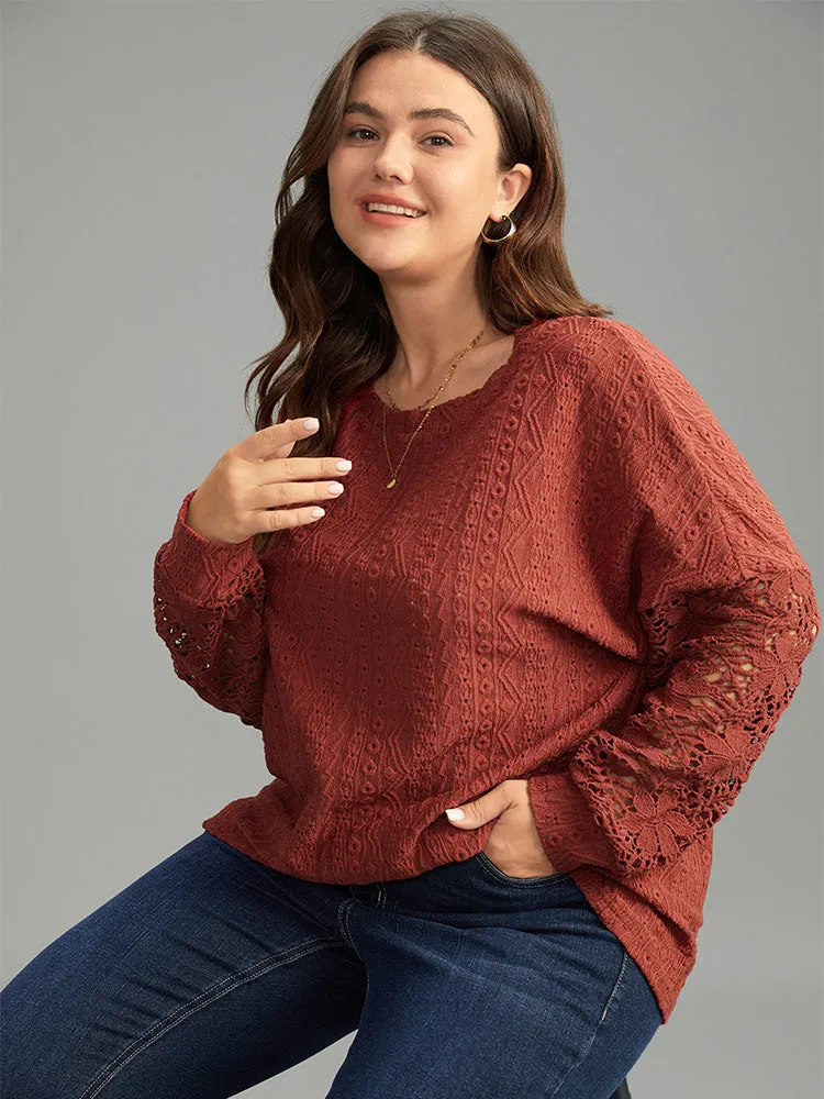 Solid Plisse Guipure Lace T-shirt sold by Bloomchic product image thumbnail 3