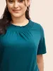 Solid Wrap Collar Gathered T-shirt sold by Bloomchic