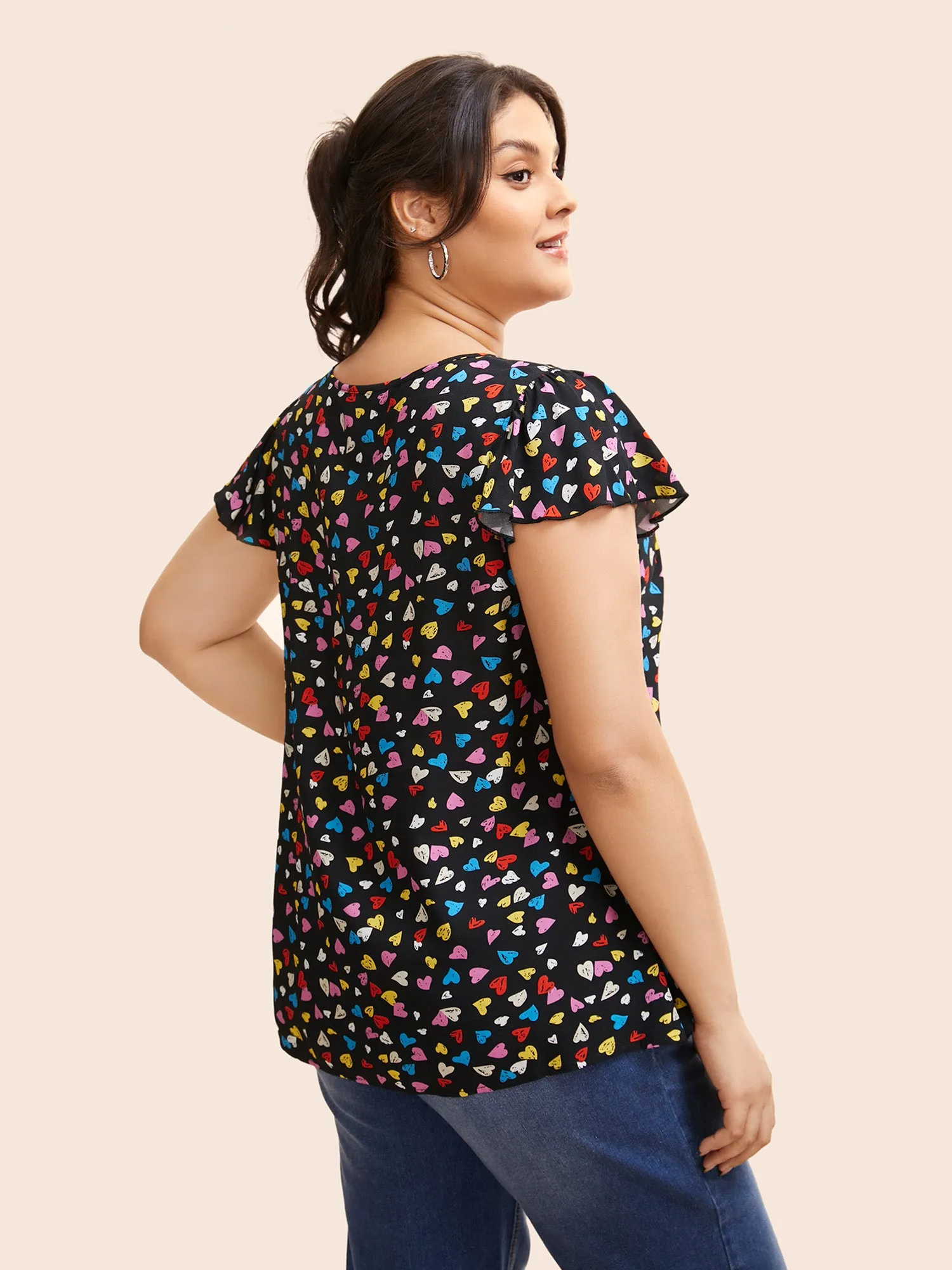 Heart Pattern Ruffle Sleeves Blouse sold by Bloomchic product image thumbnail 4