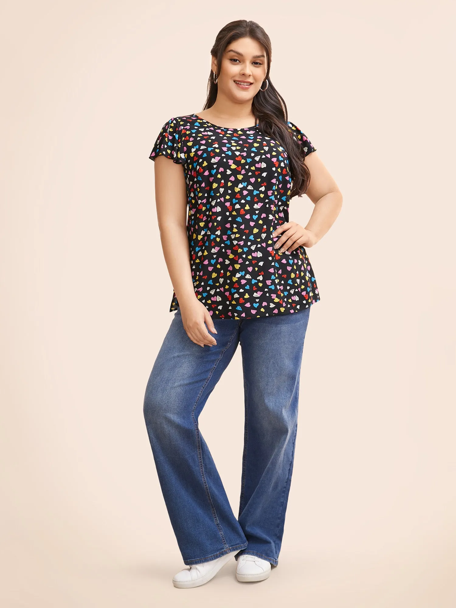 Heart Pattern Ruffle Sleeves Blouse sold by Bloomchic product image thumbnail 2