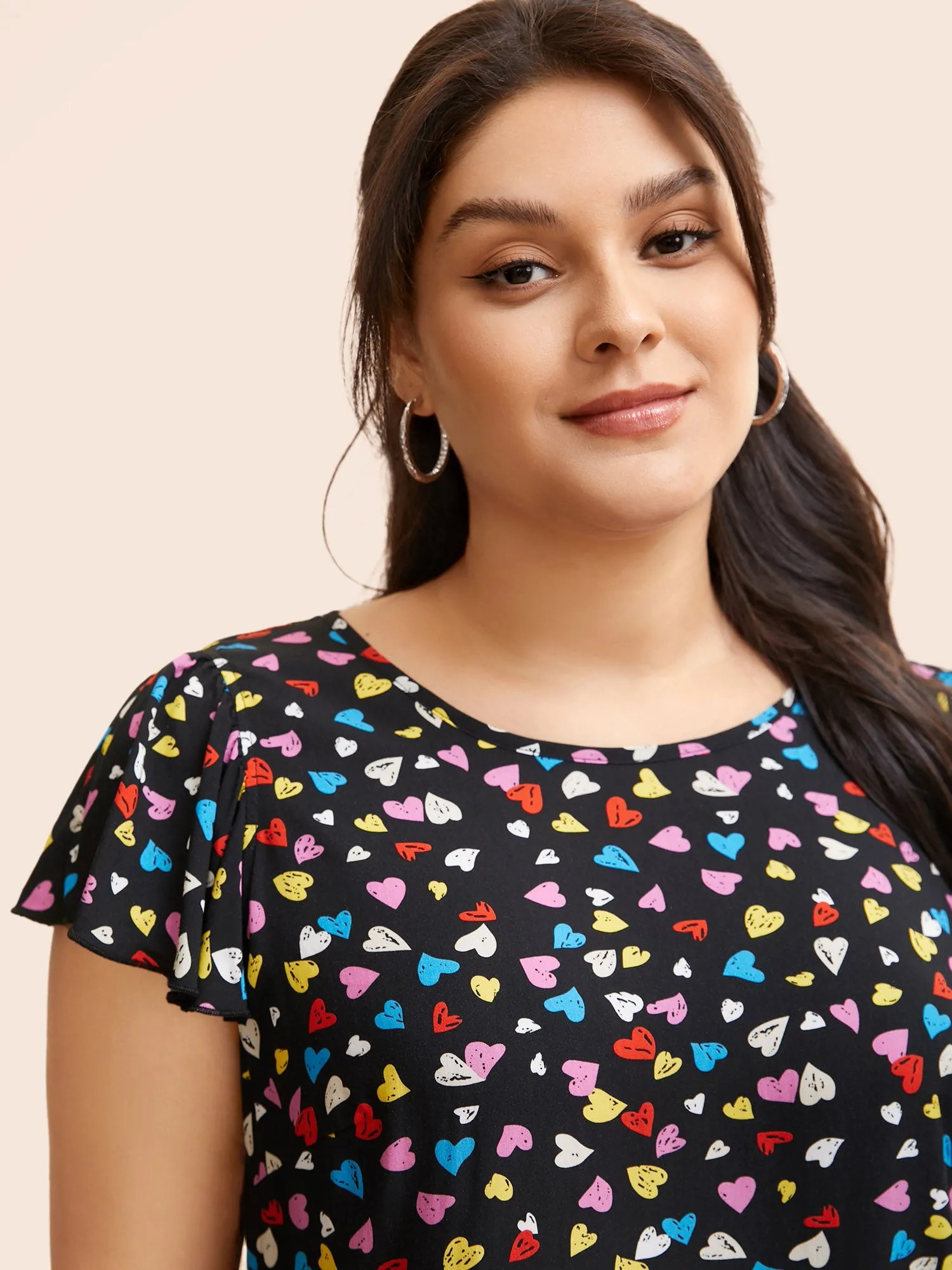 Heart Pattern Ruffle Sleeves Blouse sold by Bloomchic product image thumbnail 3