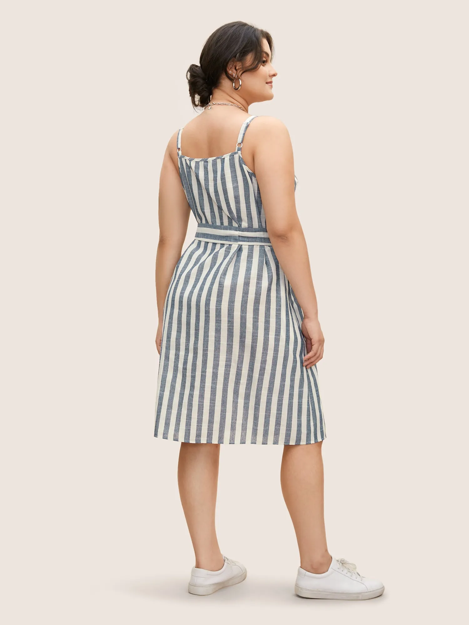 Striped Button Detail Belted Cami Dress sold by Bloomchic product image thumbnail 4