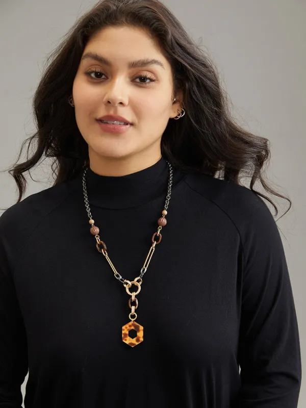 Irregular Colored Geo Pendant Necklace sold by Bloomchic