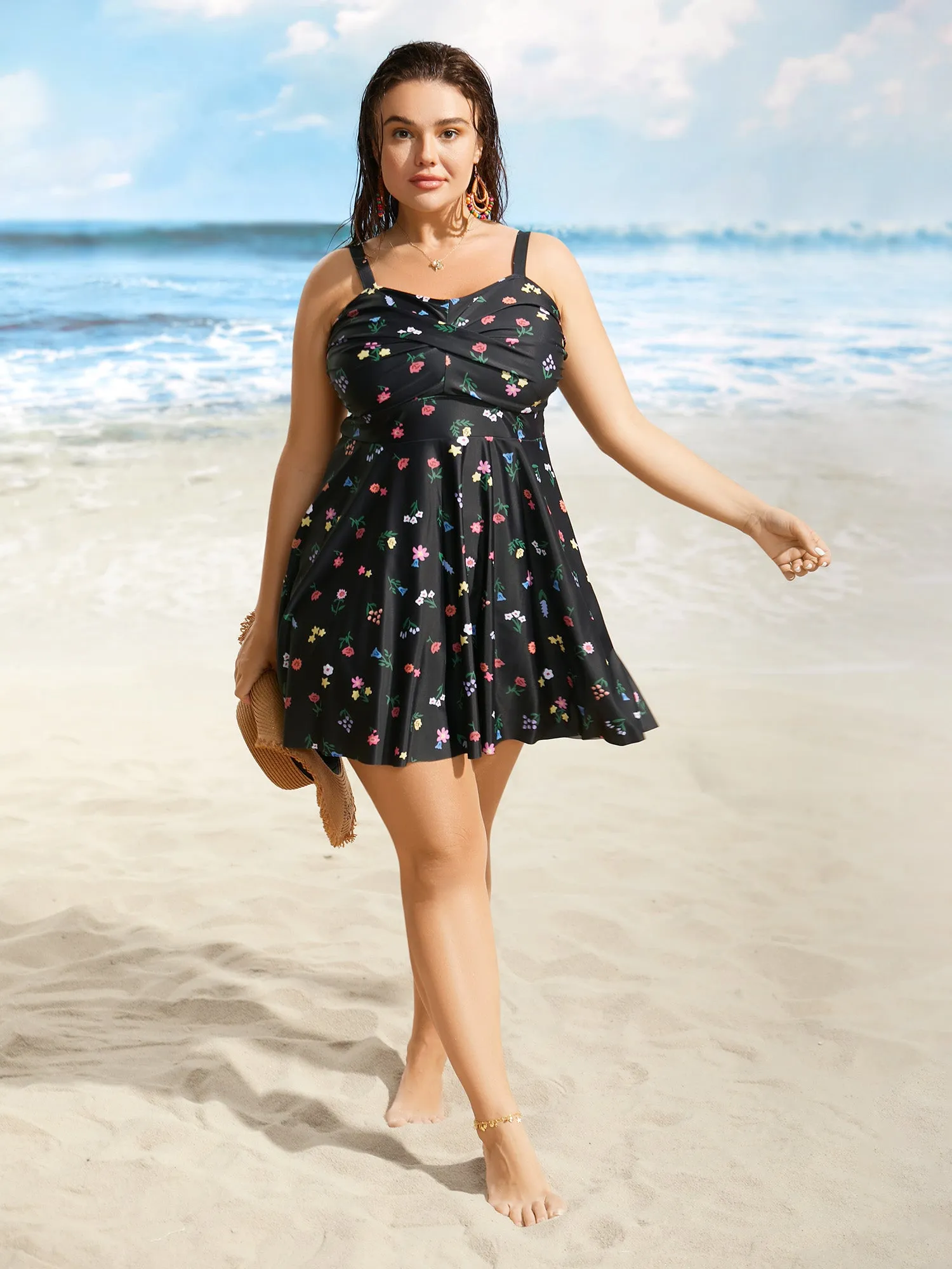 Heart Neckline Floral Twist Front Swim Dress sold by Bloomchic product image thumbnail 3