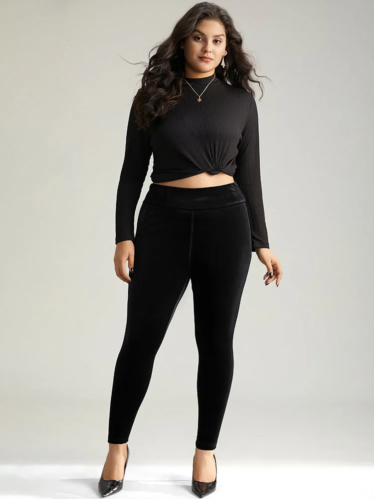 Plain Velvet Elastic Waist Skinny Leggings sold by Bloomchic product image thumbnail 4