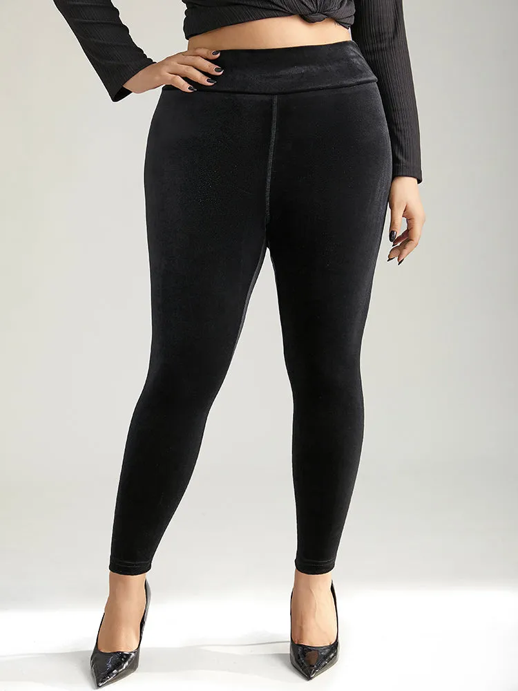 Plain Velvet Elastic Waist Skinny Leggings sold by Bloomchic