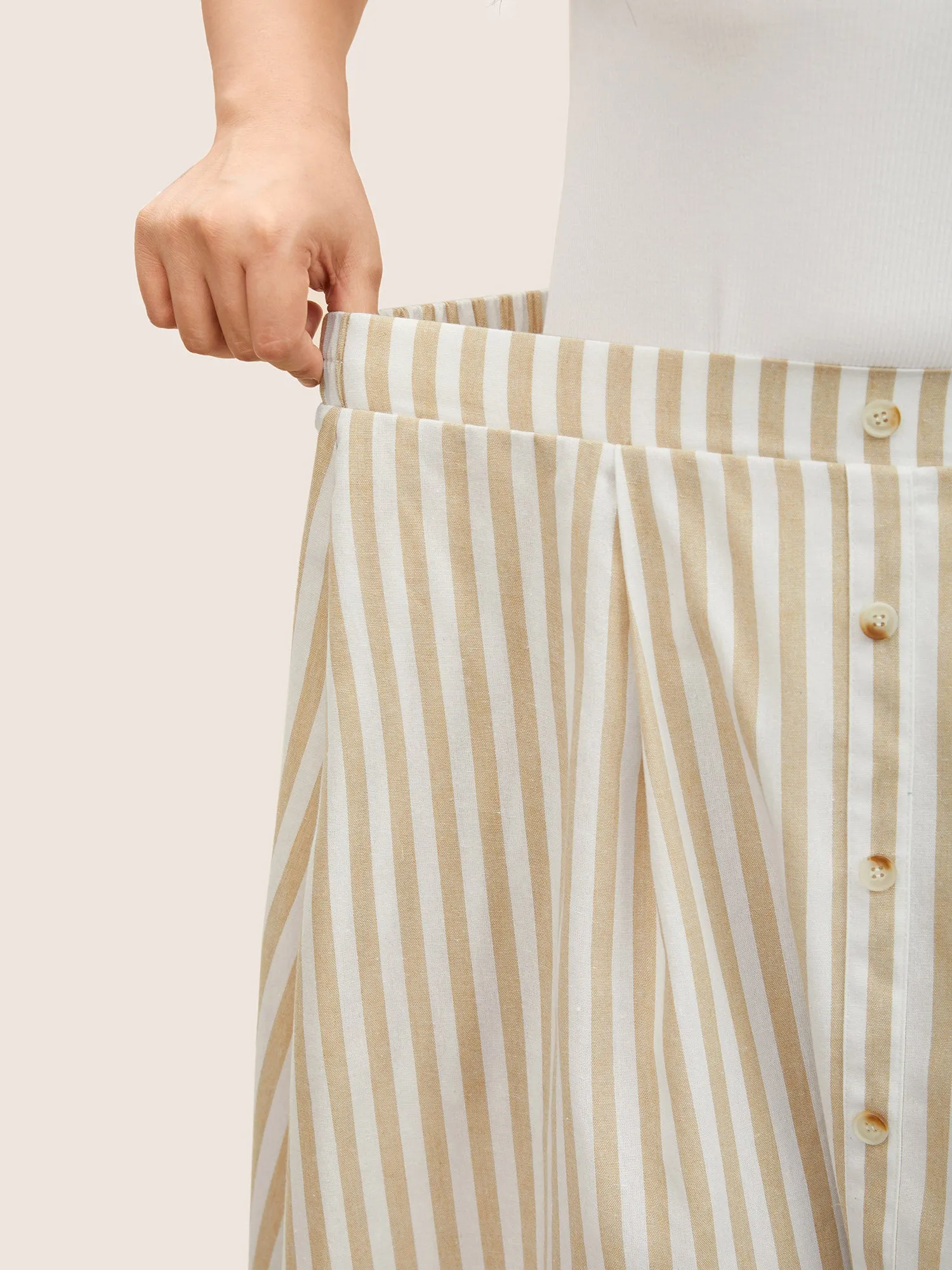 Stripes Elastic Waist Button Detail Pocket Skirt sold by Bloomchic product image thumbnail 4
