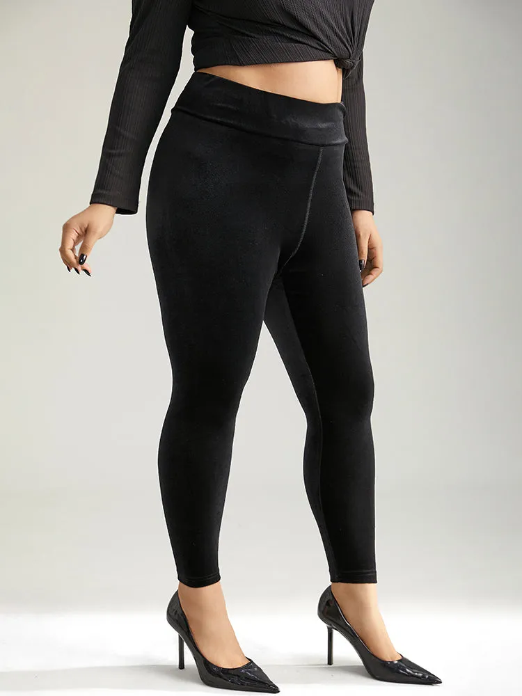 Plain Velvet Elastic Waist Skinny Leggings sold by Bloomchic product image thumbnail 3