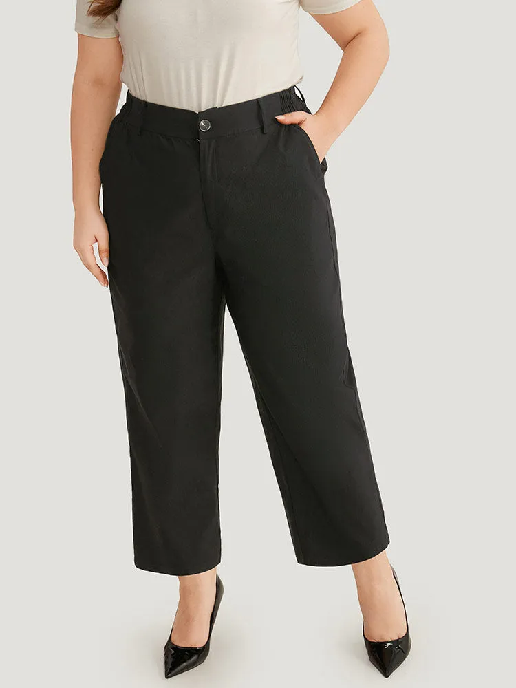Solid Button Up Straight Leg Pants sold by Bloomchic