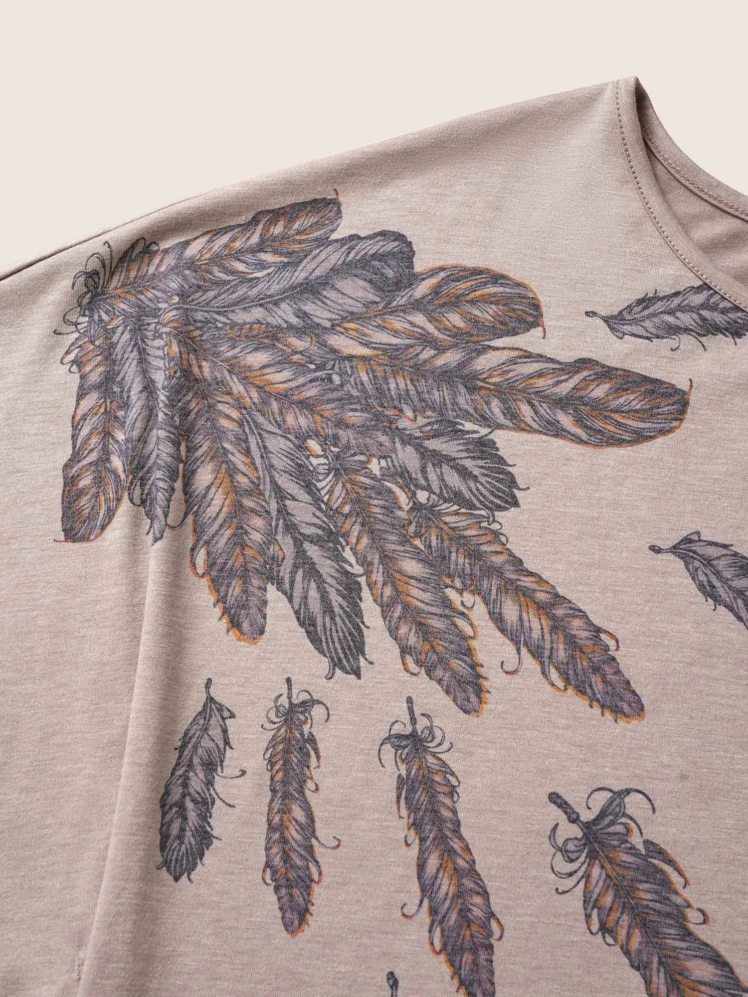 Feather Print Batwing Sleeve T-shirt sold by Bloomchic product image thumbnail 5