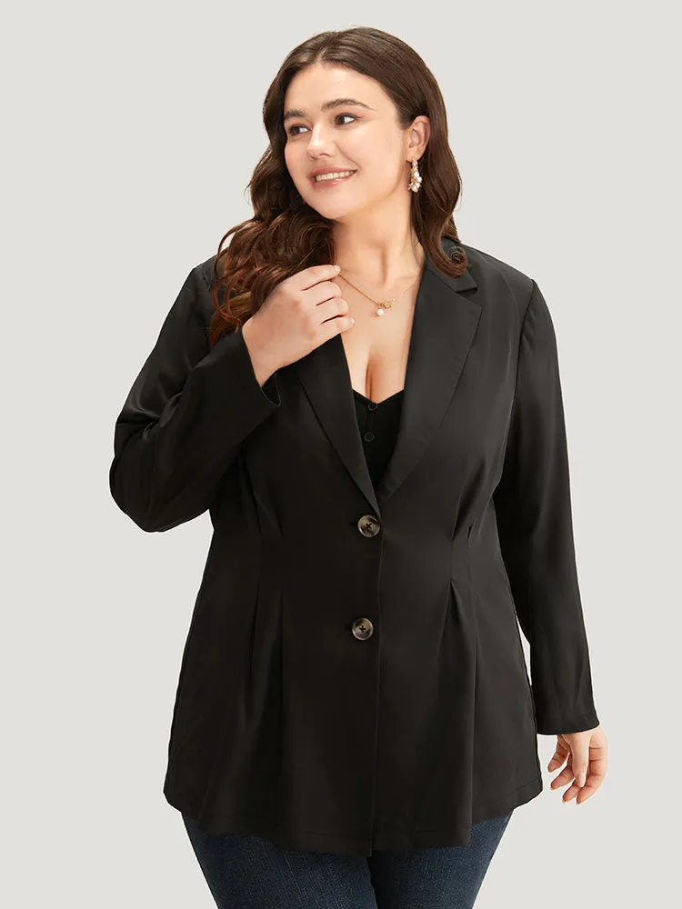 Suit Collar Button Up Plicated Detail Blazer sold by Bloomchic