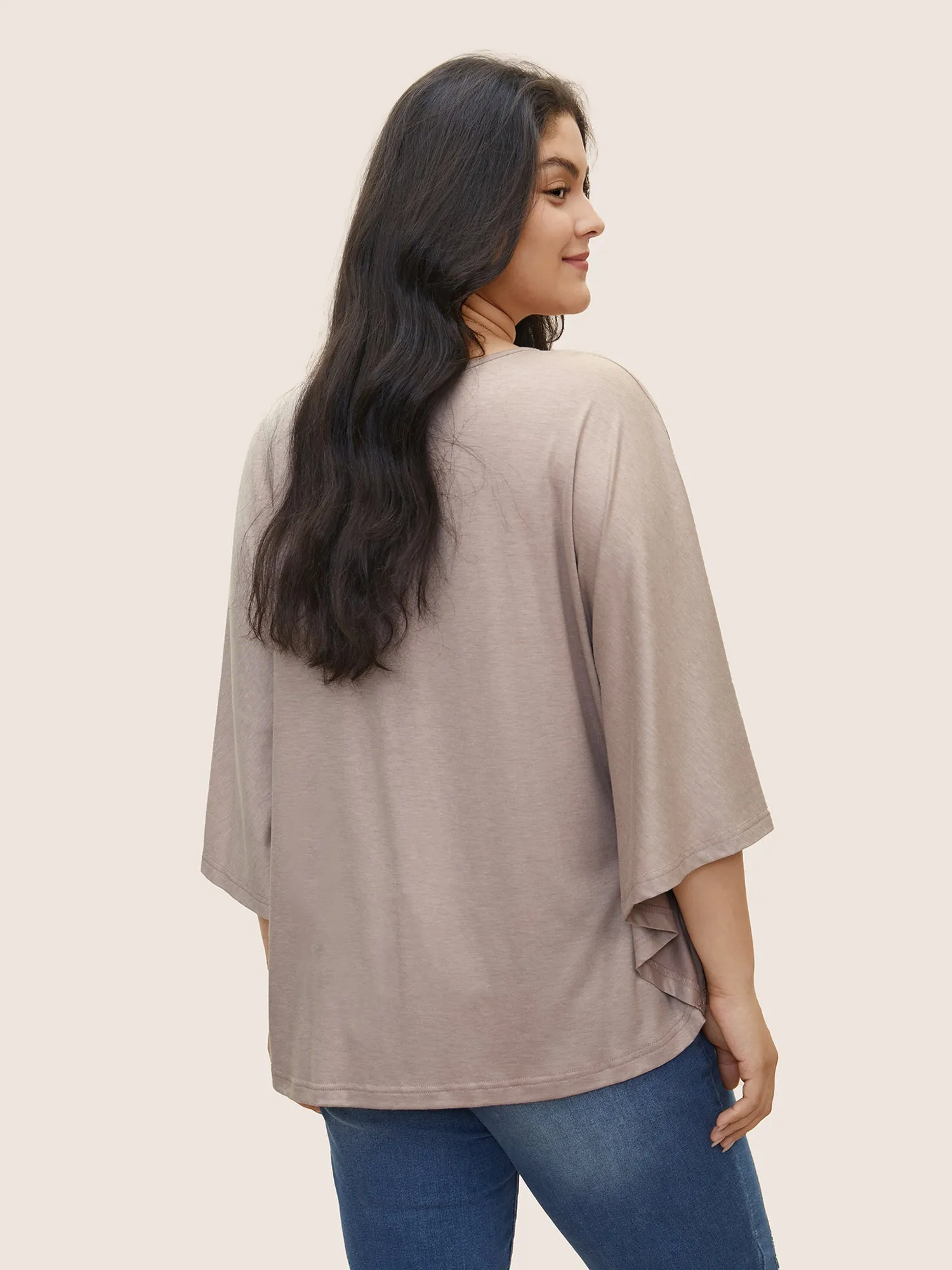 Feather Print Batwing Sleeve T-shirt sold by Bloomchic product image thumbnail 2