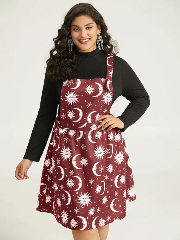 Halloween Moon & Star Print Pocket Spaghetti Strap Dress sold by Bloomchic