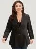 Suit Collar Button Up Plicated Detail Blazer sold by Bloomchic