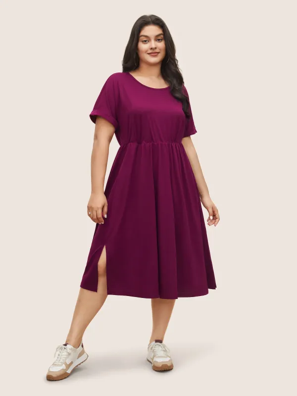 Supersoft Essentials Solid Pocket Cuffed Sleeve Dress sold by Bloomchic