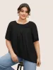 Linen Blend Gathered Shirred Puff Sleeve Blouse sold by Bloomchic