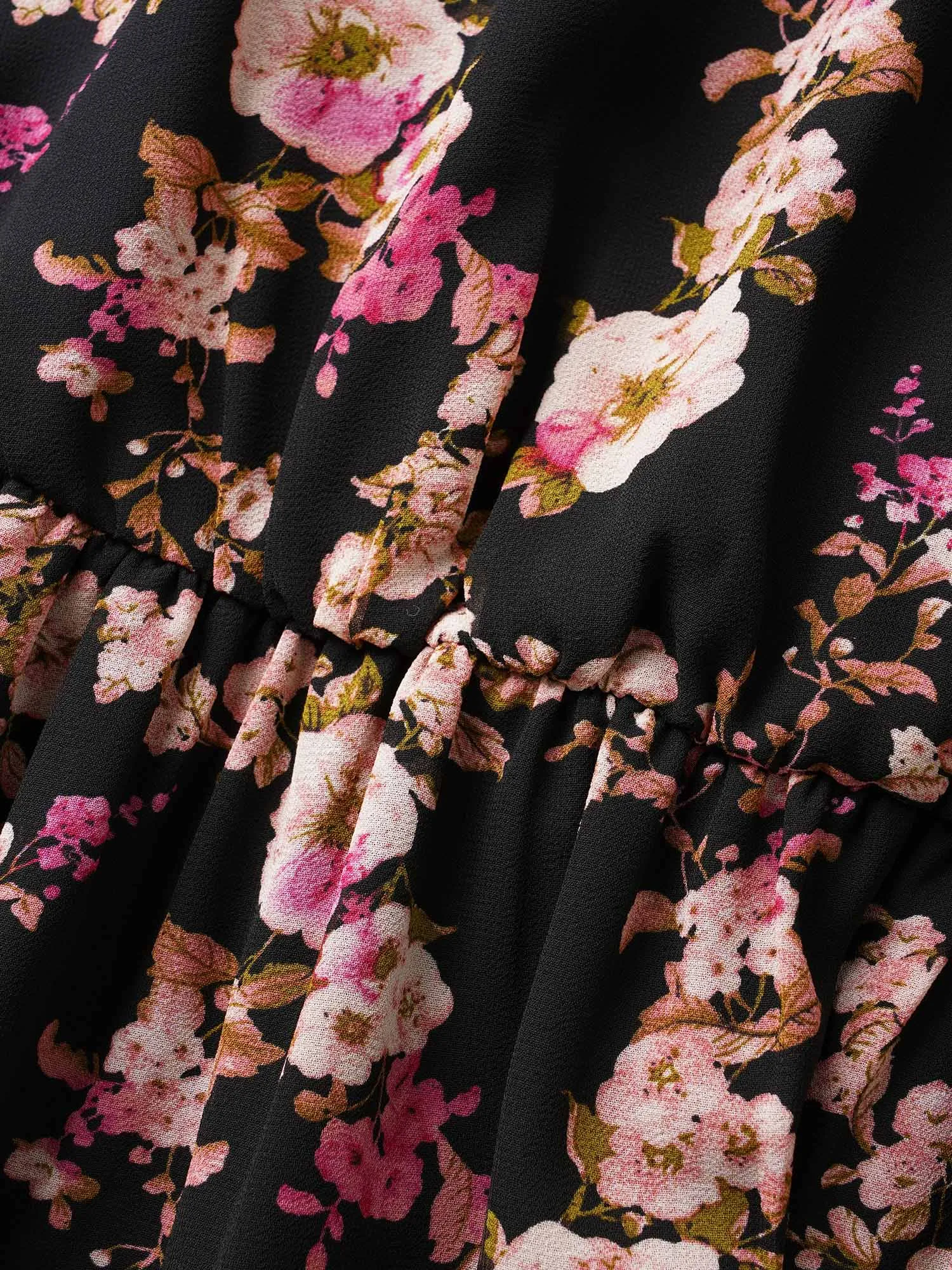 Chiffon Floral Overlap Collar Elastic Waist Blouse sold by Bloomchic product image thumbnail 5