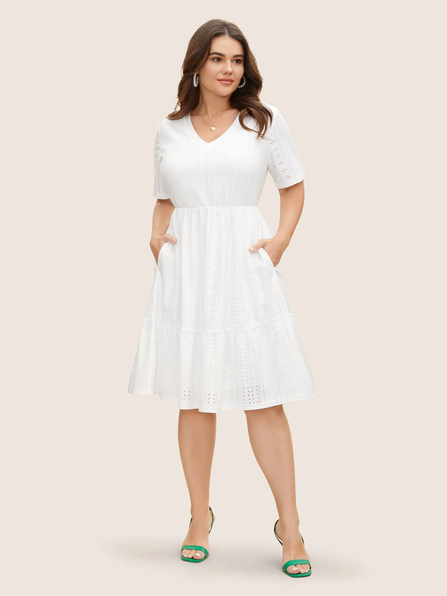 Plain Broderie Anglaise Elastic Waist Dress sold by Bloomchic product image thumbnail 2