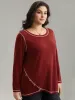Contrast Trim Stitch Button Detail T-shirt sold by Bloomchic