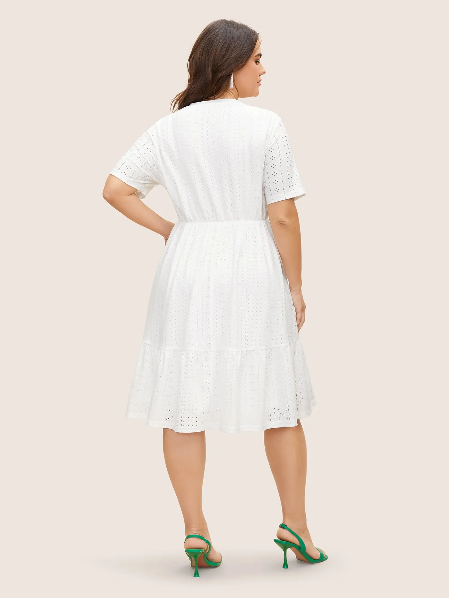 Plain Broderie Anglaise Elastic Waist Dress sold by Bloomchic product image thumbnail 3
