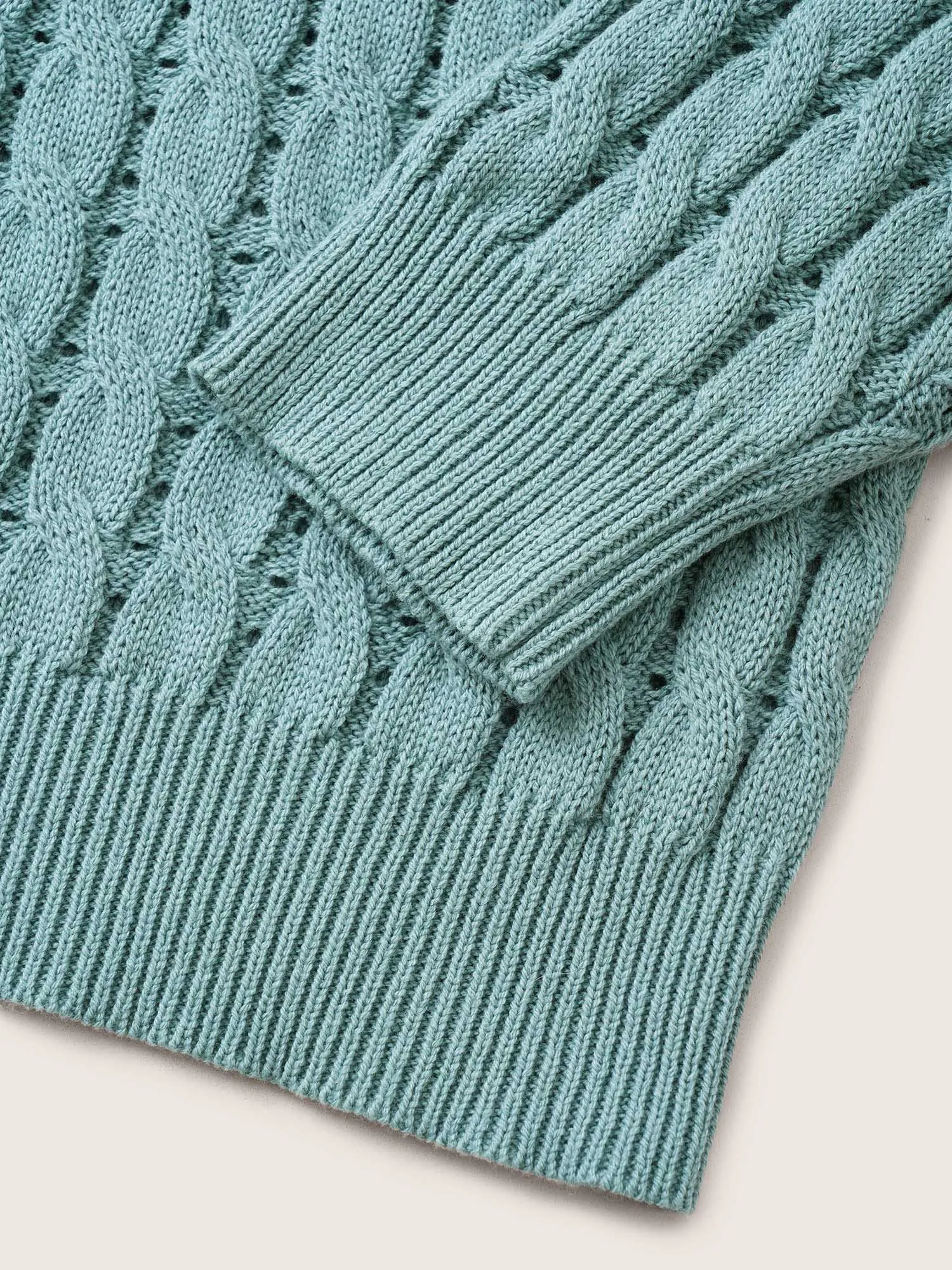 Cotton Blended Cable Knit Raglan Sleeve Pullover sold by Bloomchic product image thumbnail 5