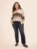 Colorblock Contrast Striped Polo Neck Pullover sold by Bloomchic