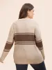 Colorblock Contrast Striped Polo Neck Pullover sold by Bloomchic