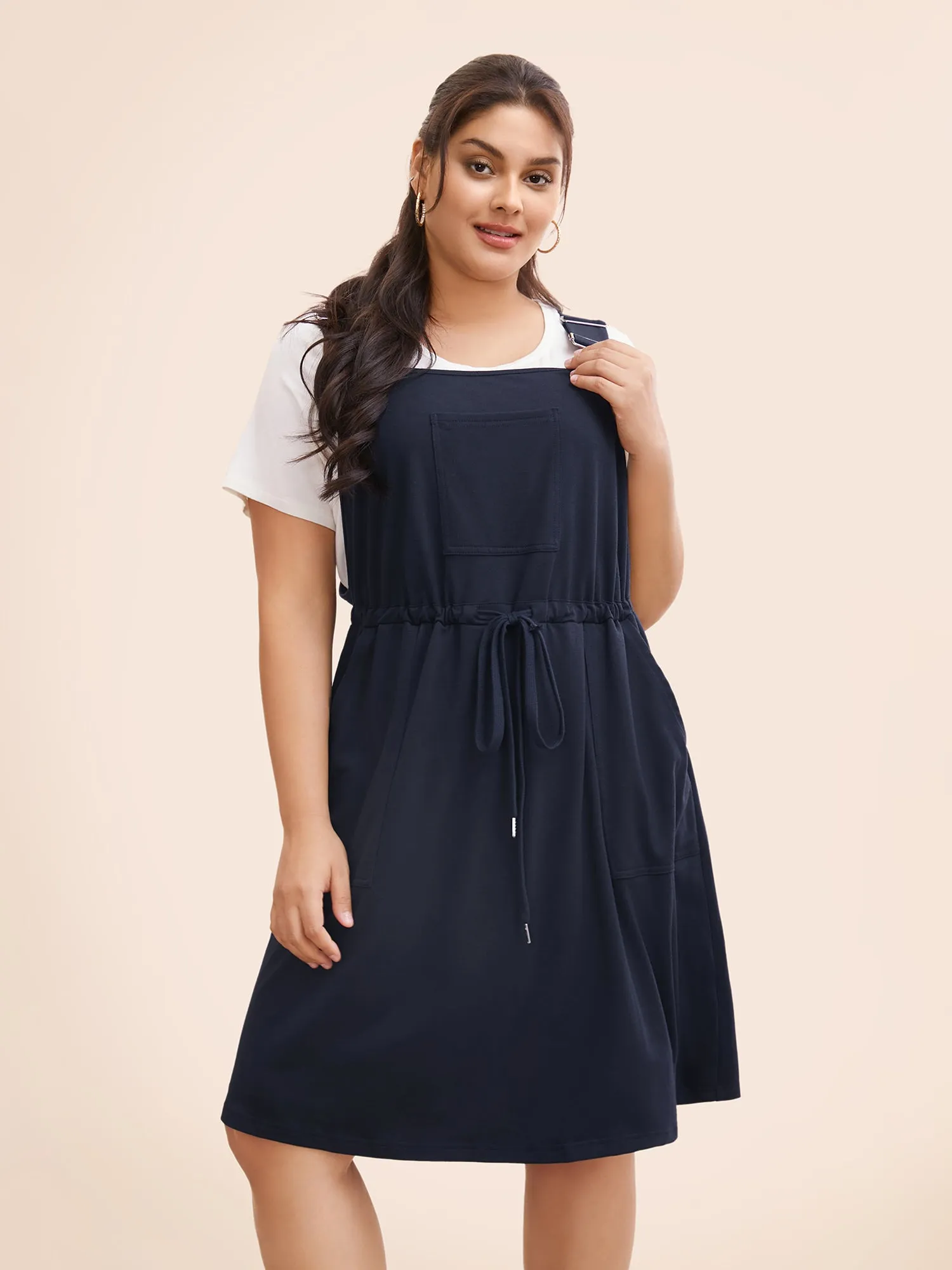 Plain Pocket Drawstring Overall Dress sold by Bloomchic product image thumbnail 5