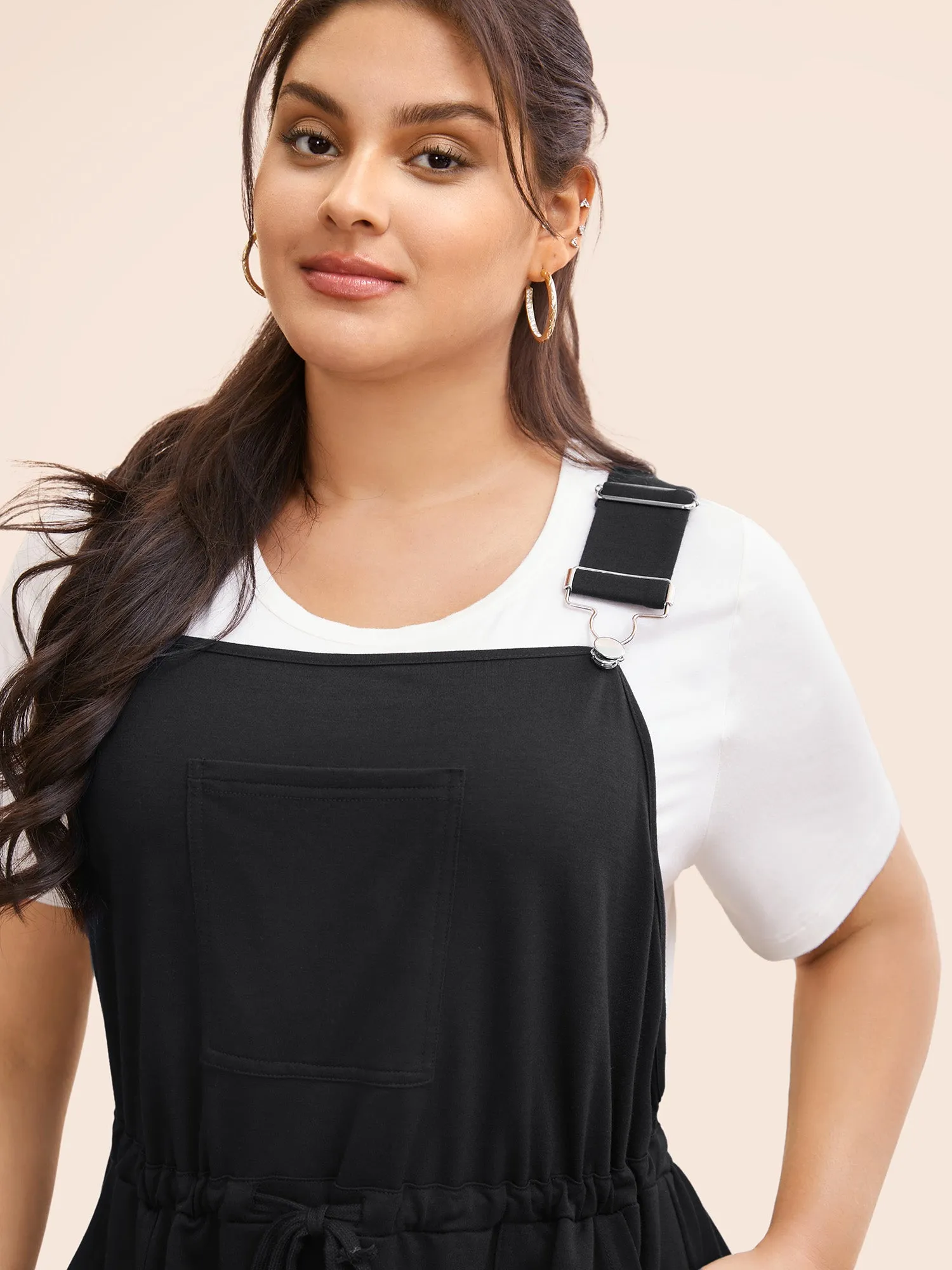 Plain Pocket Drawstring Overall Dress sold by Bloomchic product image thumbnail 2