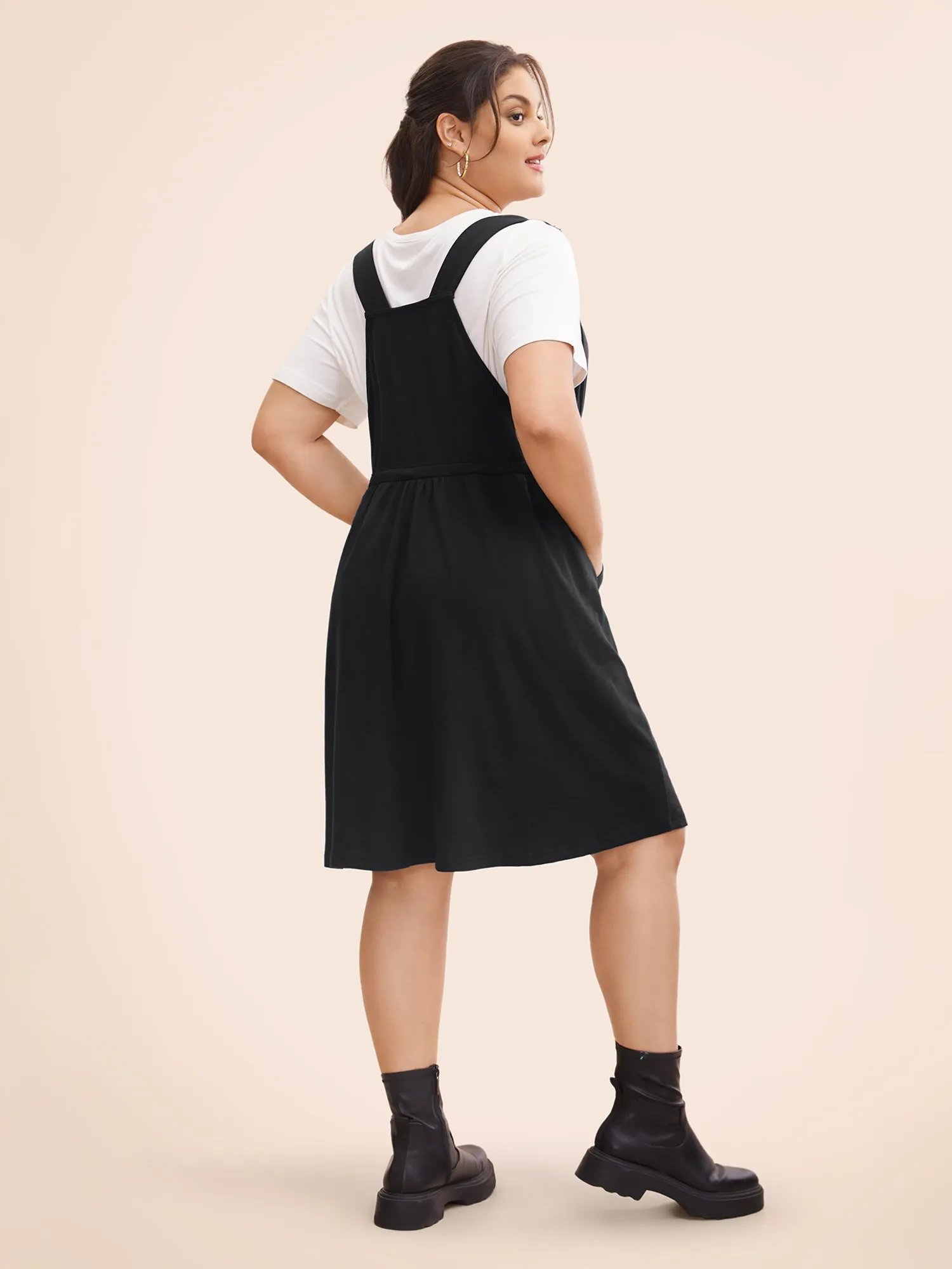 Plain Pocket Drawstring Overall Dress sold by Bloomchic product image thumbnail 4