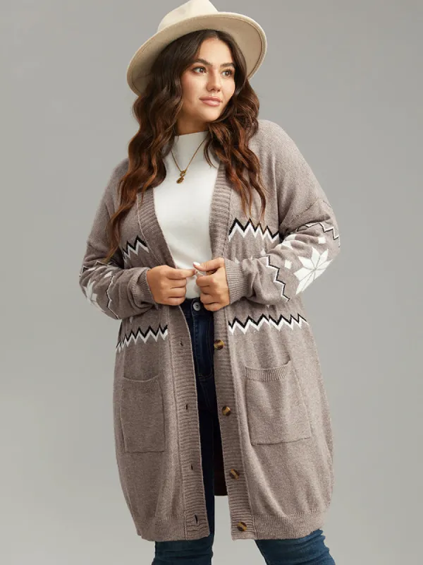 Supersoft Essentials Geometric Button Through Cardigan sold by Bloomchic