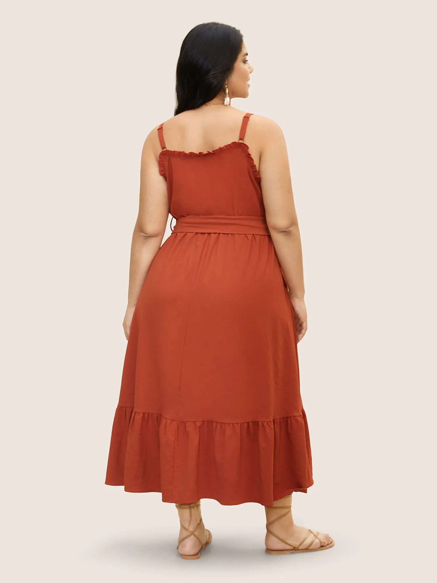 Plain Textured Frill Trim Button Detail Dress sold by Bloomchic product image thumbnail 3