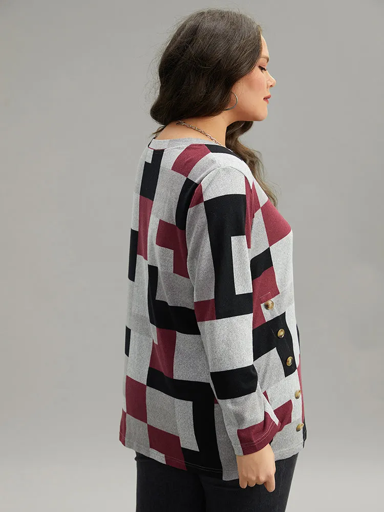 Colorblock Contrast Button Detail T-shirt sold by Bloomchic product image thumbnail 5