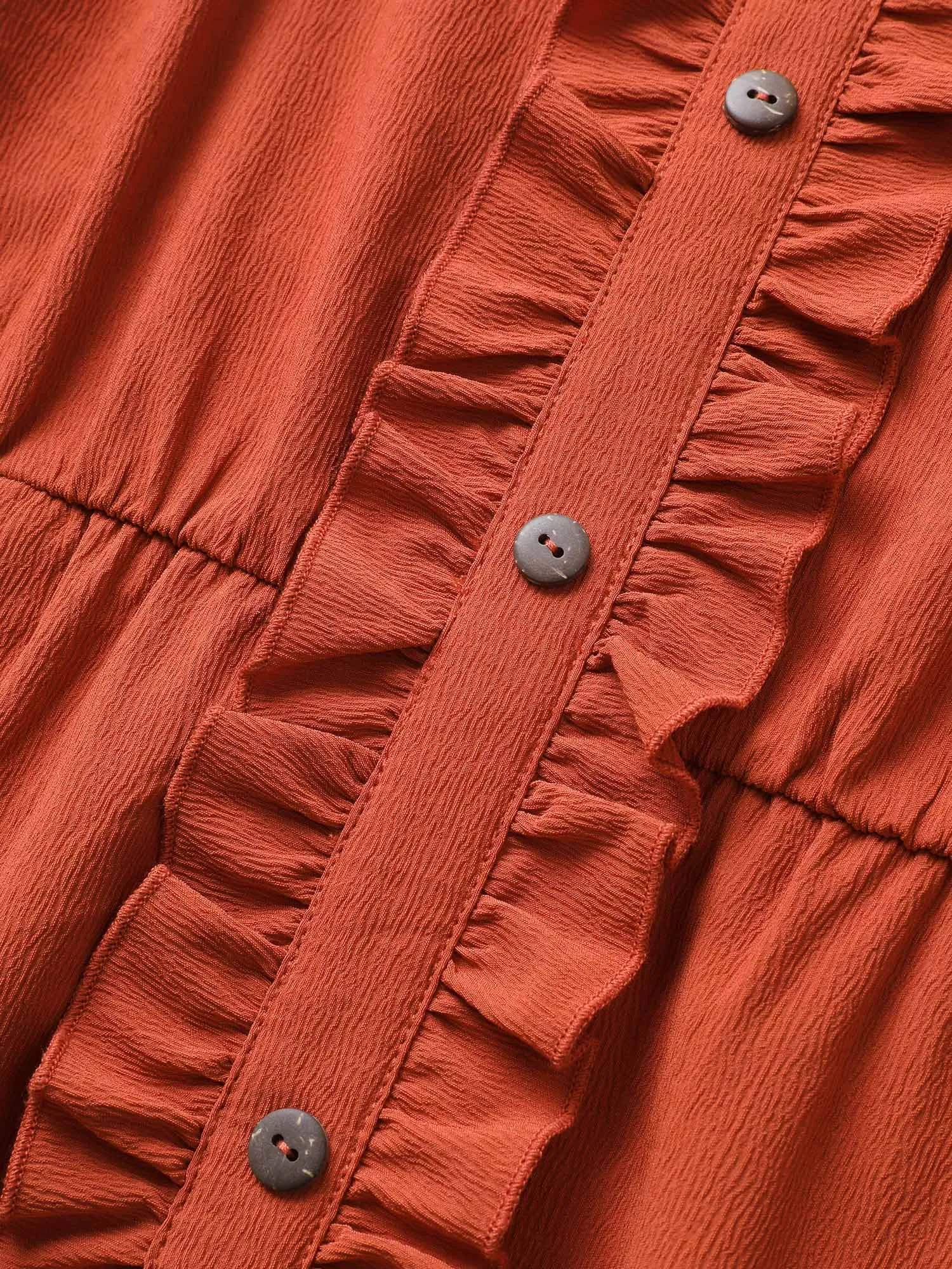 Plain Textured Frill Trim Button Detail Dress sold by Bloomchic product image thumbnail 5