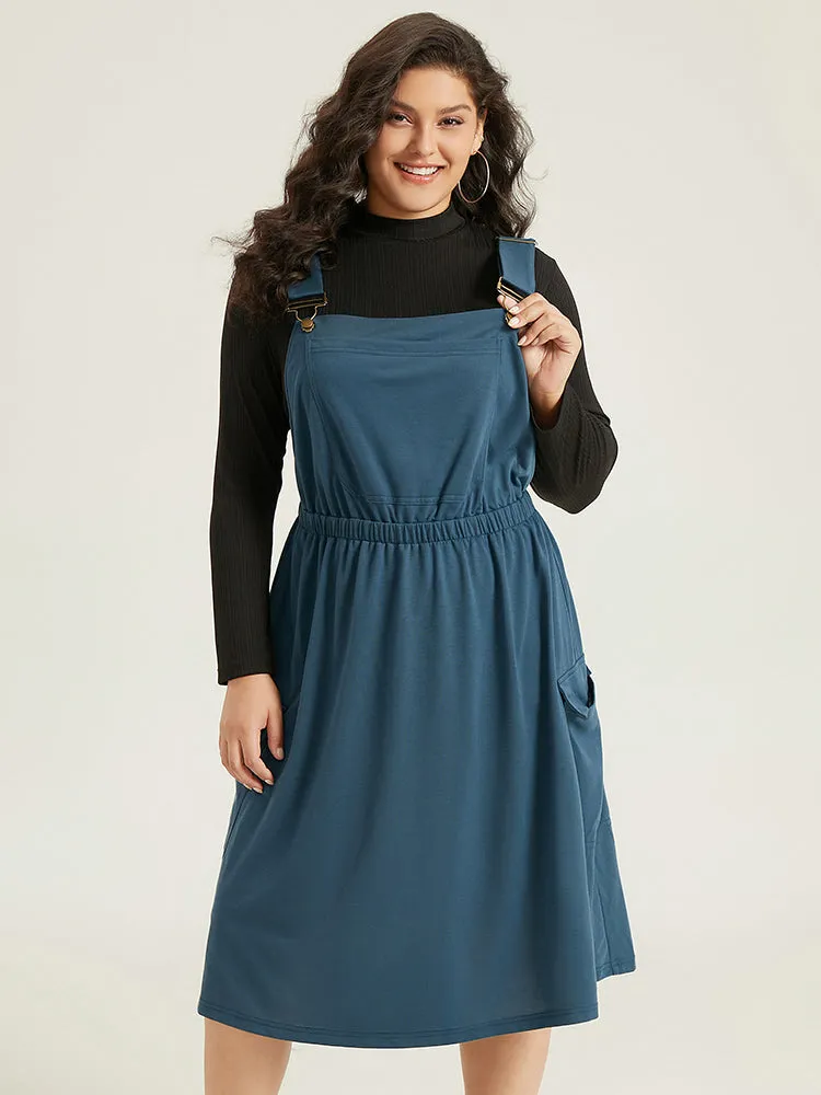 Solid Adjustable Straps Elastic Waist Dress sold by Bloomchic product image thumbnail 2