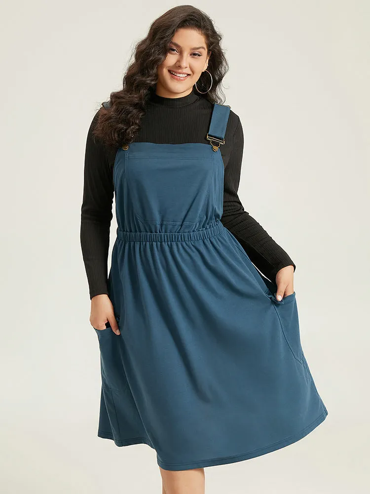 Solid Adjustable Straps Elastic Waist Dress sold by Bloomchic product image thumbnail 3