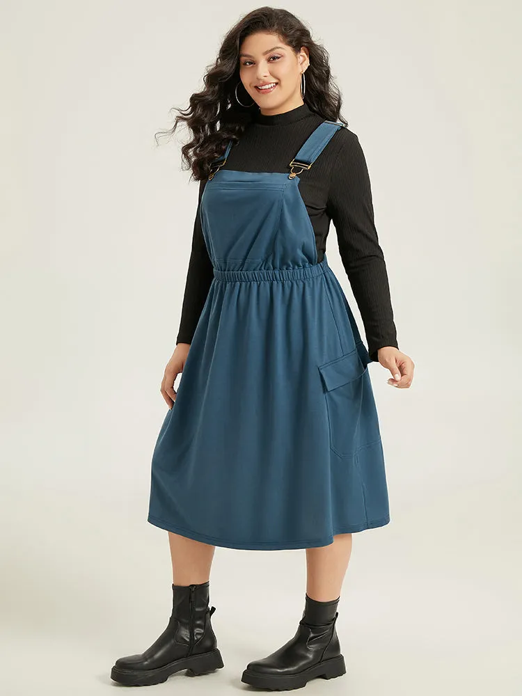 Solid Adjustable Straps Elastic Waist Dress sold by Bloomchic product image thumbnail 5