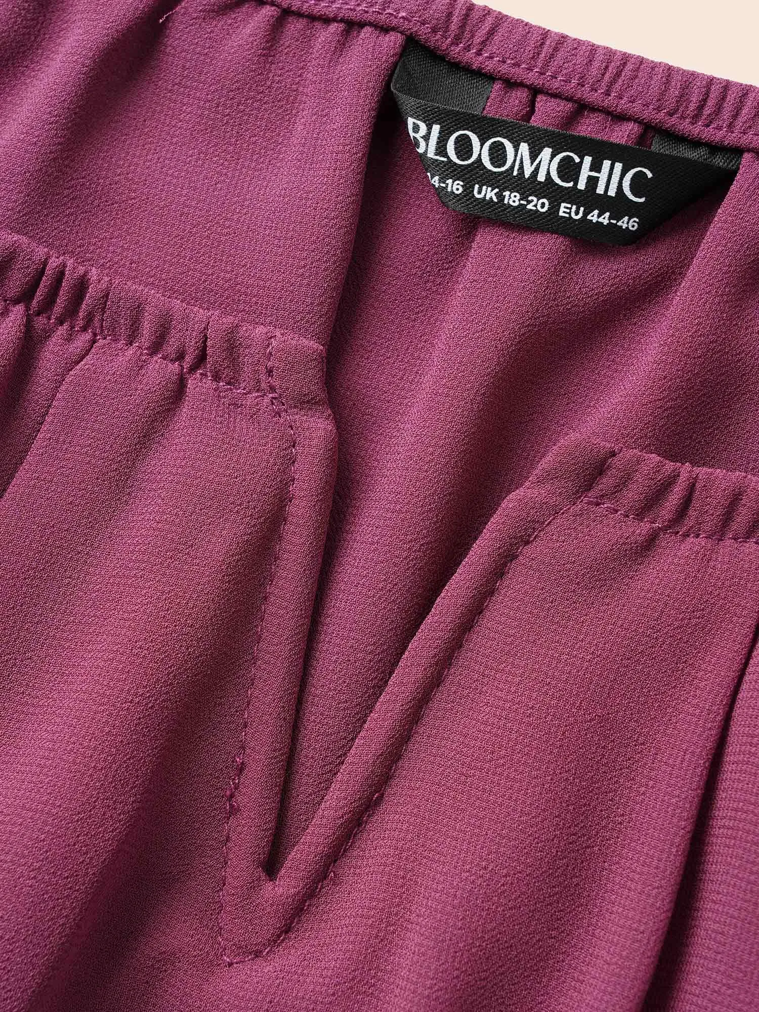 Notched Chiffon Gathered Belted Blouse sold by Bloomchic product image thumbnail 5