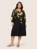 Floral Glitter Belted Keyhole Flutter Sleeve Dress sold by Bloomchic